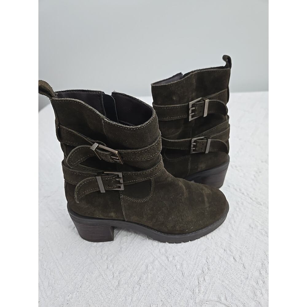 Charmaine Buckle Leather Bootie Womens Size 7.5 Fits Any Genre Boho Metal